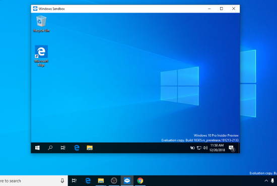 Windows 10 Sandbox visible
