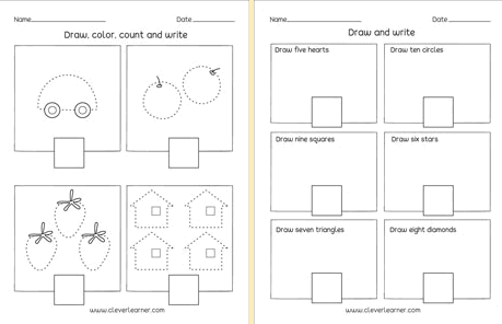 cleverlearner counting worksheets