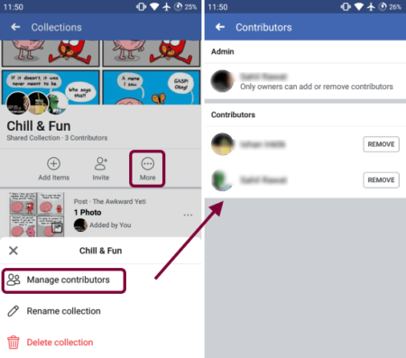 share saved collections with others on facebook