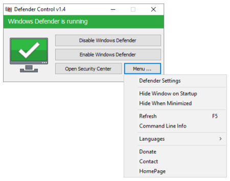 enable disable windows defender in a click