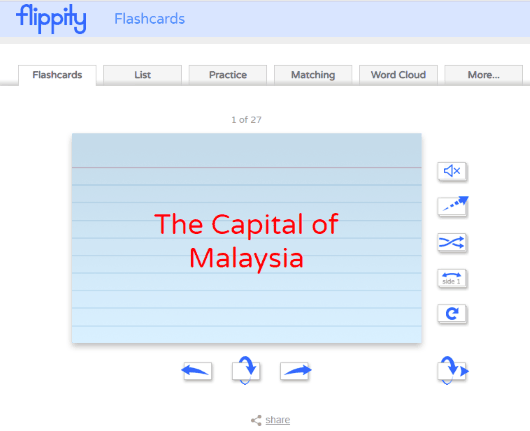 flashcards created using google sheets