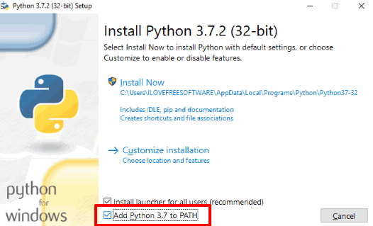 install python