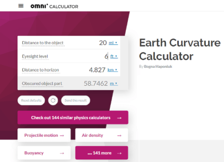 calculate online earth curvature online