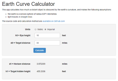 online earth curvature calculator