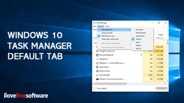 set default tab in task manager of windows 10