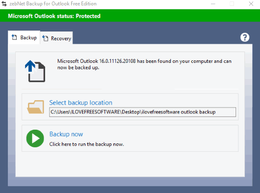 zebNet Backup for Outlook