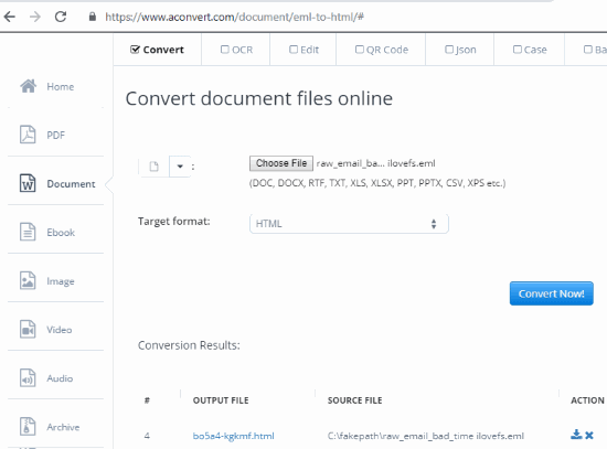 Aconvert EML to HTML website