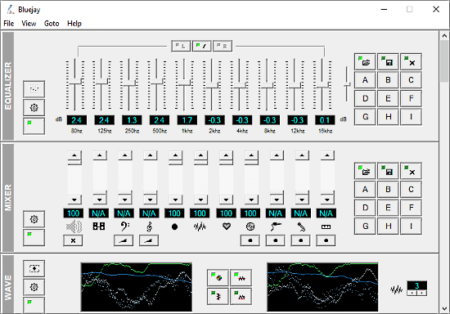 audio processing software with wave equalizer and mixing