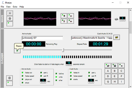 audio processing software with x-fader