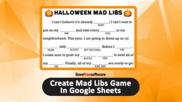 Create Mad Libs Game in Google Sheets