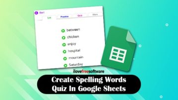 Create spelling words quiz in Google Sheets