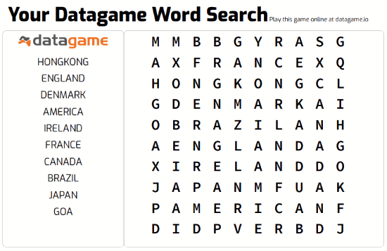 Datagame word search puzzle maker