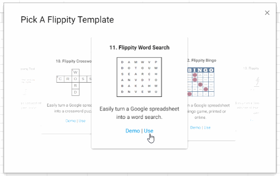 Flippity word search template