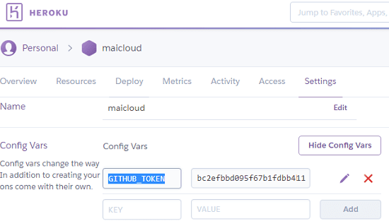 Heroku create Config var