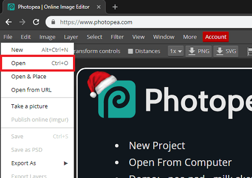 Photopea open a sketch file