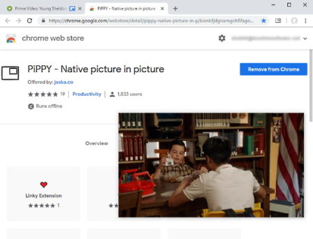 get picture-in-picture on Amazon Prime Video in Chrome