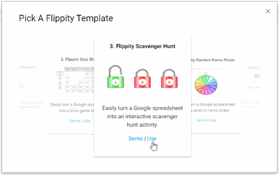 Select Flippity Scavenger hunt template