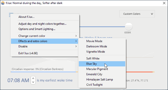 Set blue light for your computer screen