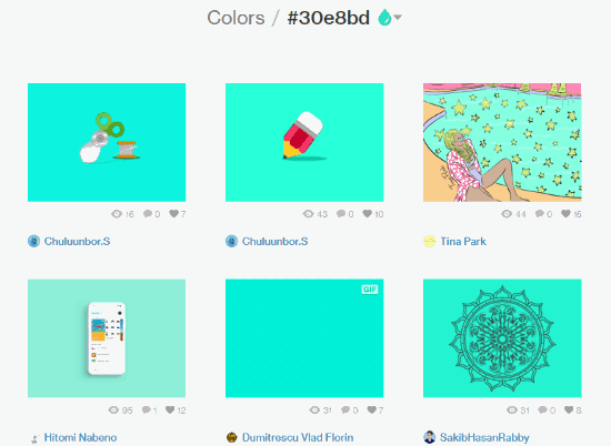 Sort Dribbble shots by color