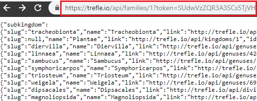 Trefle API query plant families