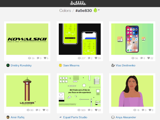 View Dribbble shots of the same color