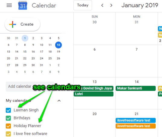 access calendars