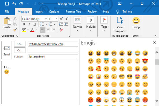 add emoji in email in outlook desktop