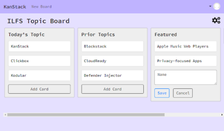 blockchain-based decentralized kanban board - board preview