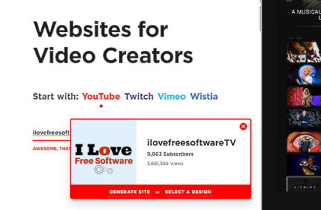 create website from YouTube channel