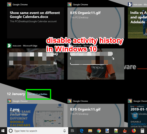 disable windows 10 activity history