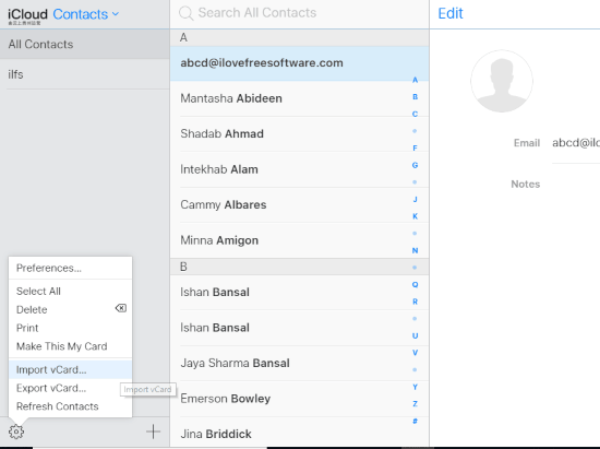 iCloud Contacts