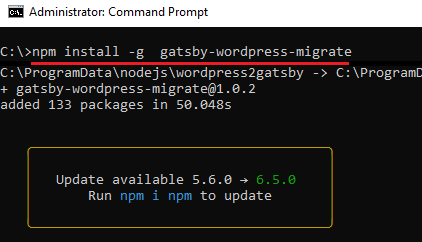 npm install gatsby wordpress