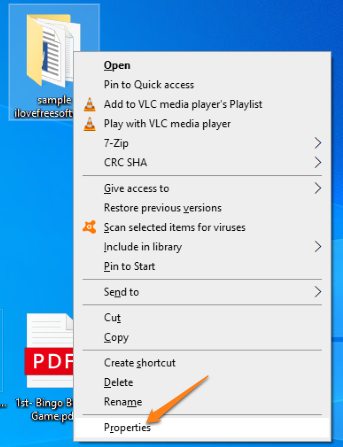 open folder properties