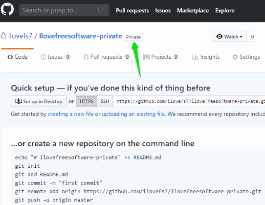 private repository created