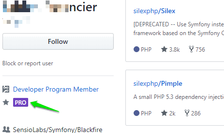 pro user indication in github