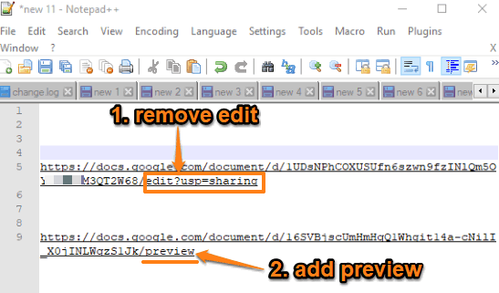 remove edit and add preview in url