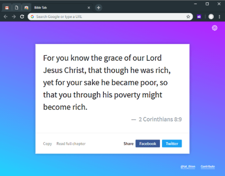 Bible verses in new tab in Chrome