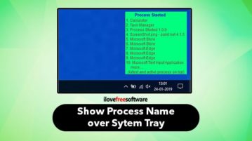 see process name over system tray when a process started
