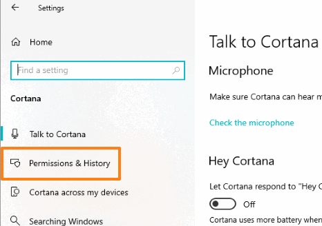 select permissions & history