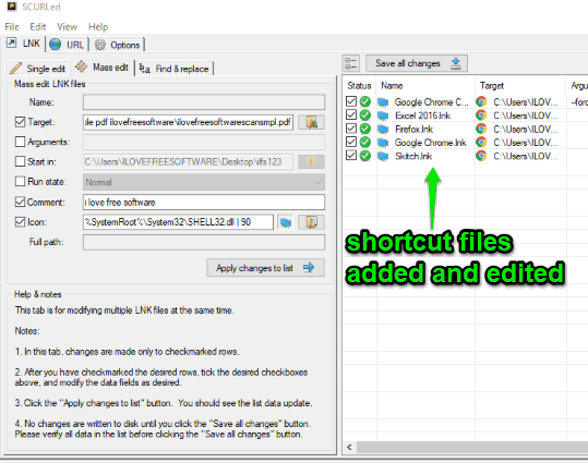 shortcut files added and edited