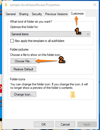 use choose file button in customize tab