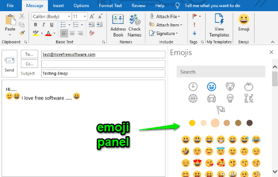 use emoji panel