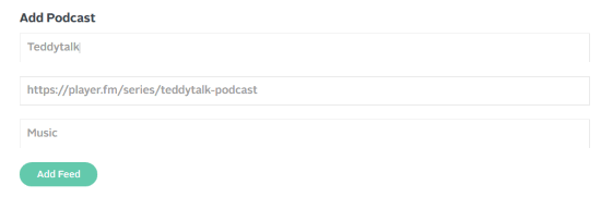 Add Podcast URL and other details