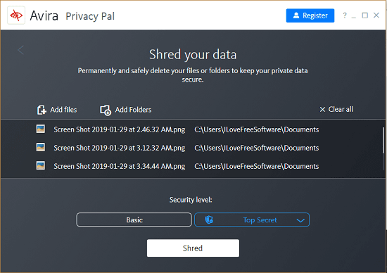 Avira Privacy Pal File Shredder