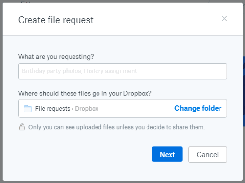 Create file request to Non-Dropbox users