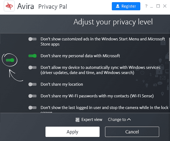 Disable Windows 10 Tracking with Avira Privacy Pal Free