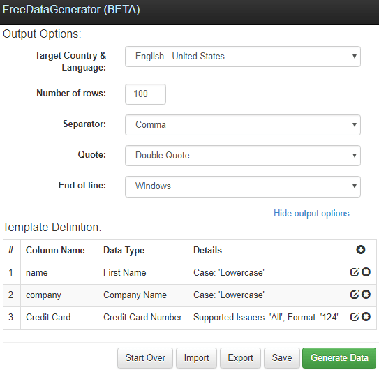 Free Data Generator CSV Dummy Data