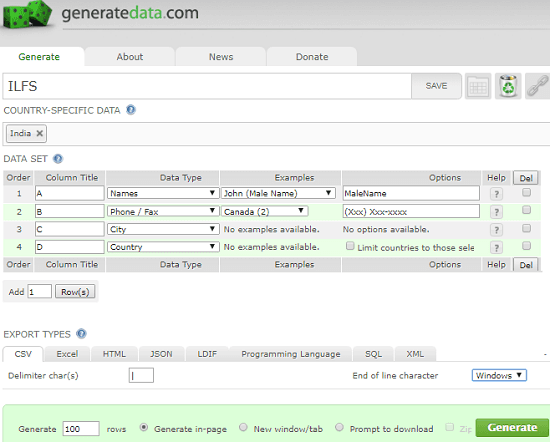 GenerateData in action