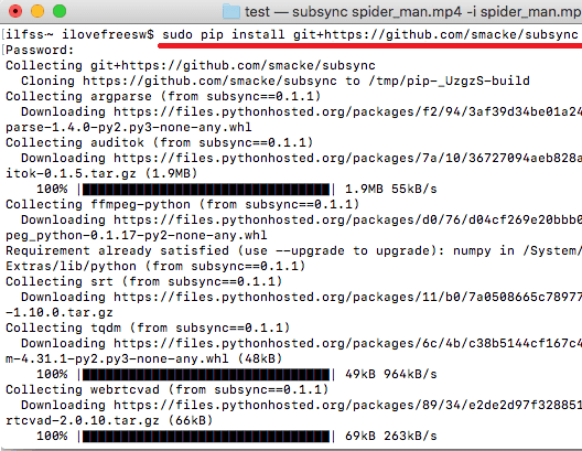 Install Subsync in MAC via PIP