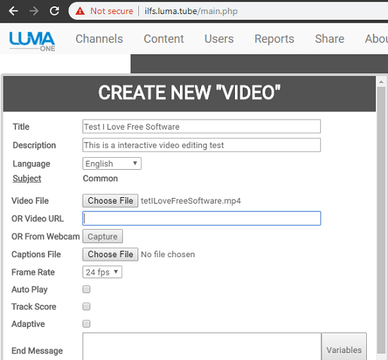 Luma One Upload Video